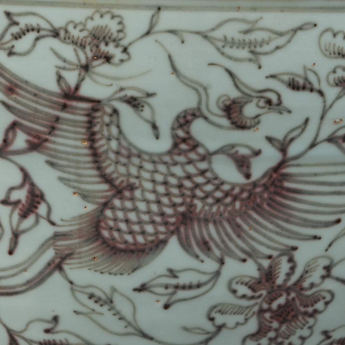 Ming Dynasty shadow green underglaze red phoenix pattern amphora - 5