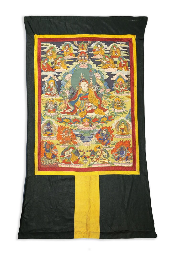 Master Padmasambhava of Tibetan Thangka in Qing Dynasty: Master Padmasambhava of Tibetan Thangka in Qing DynastyH252cm W155cm