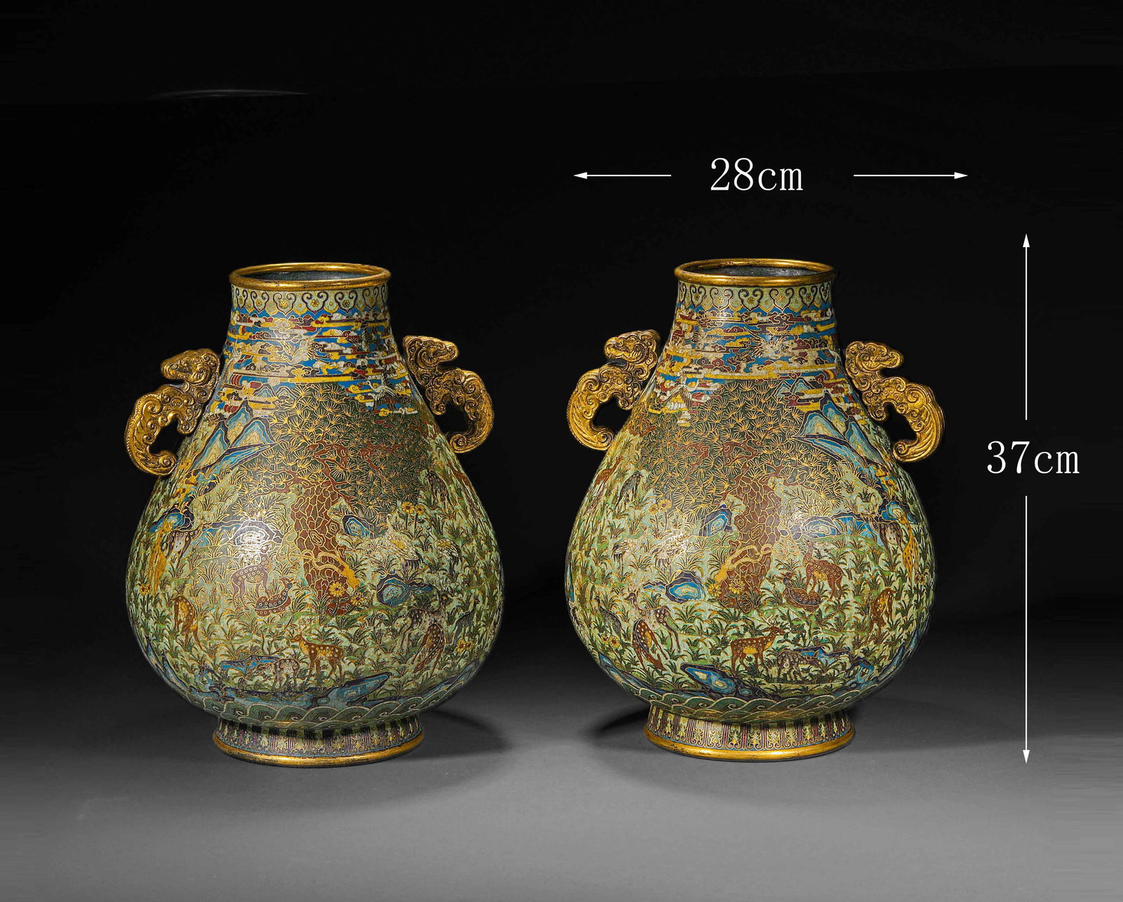 Qing Dynasty cloisonné animal pattern amphorae - 2