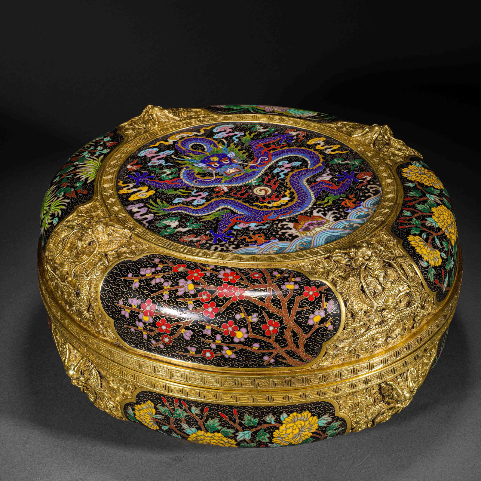 Qing Dynasty Cloisonné Dragon Pattern Flower Box - 13