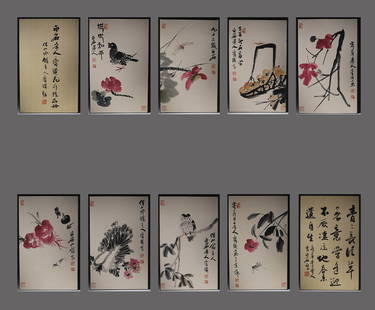 Modern and contemporary collection of Qi Baishi's paintings of flowers and insects: Modern and contemporary collection of Qi Baishi's paintings of flowers and insectsH:54cm,W:34cm,