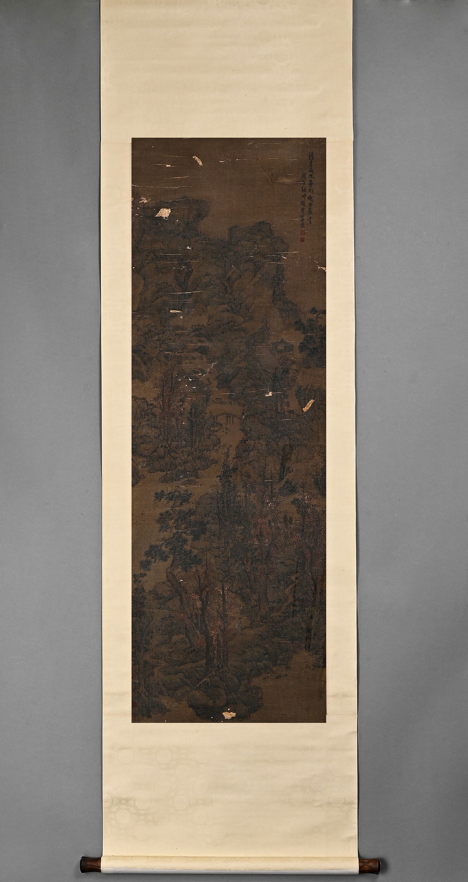 Ancient Chinese Blue Ying Landscape Painting on Silk Scroll (1 of 12)