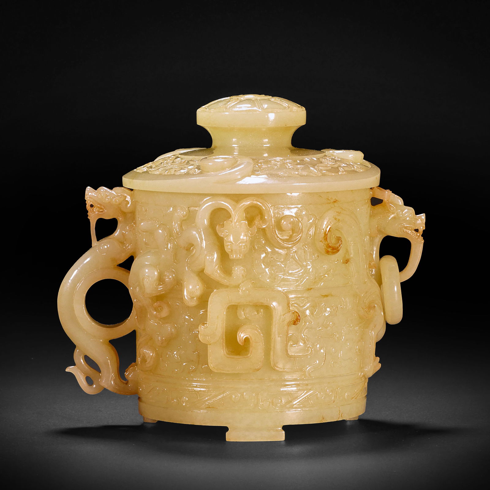 Hotan Jade Beast Head Cap Cup before the Ming Dynasty (1 of 14)