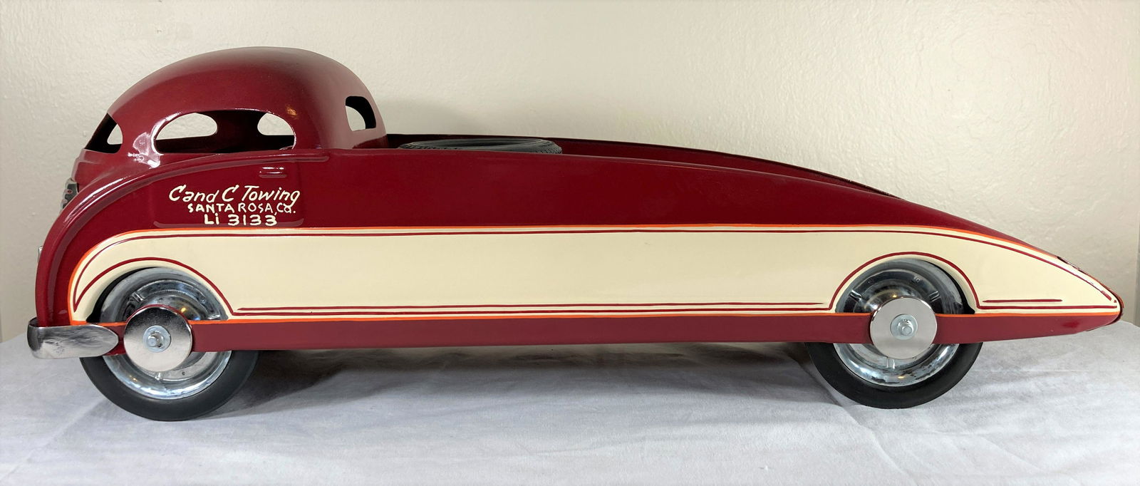 Custom Steelcraft Streamline Pressed Steel Toy Truck Model: This is a wonderful toy in very good condition. It shows minor wear overall. Some dust present from display. Appears to have been professionally restored to its former glory. It appears that the truck