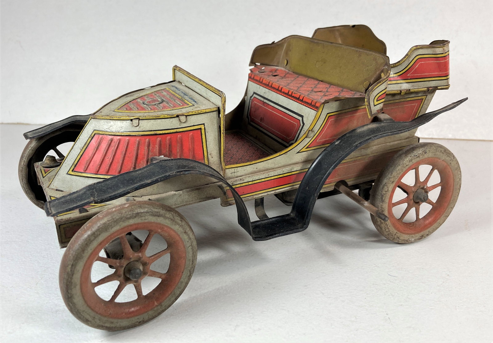 ASGW Guntherman Clockwork Wind-Up White House Tin Toy Car Automobile: This is a large scale tin toy car. Approximately 9.5 inches long. Missing driver, steering wheel. Mechanism works. Very early, very rare, tin toy.