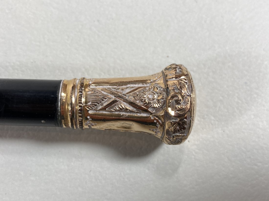 1890s Ebony & Gold Walking Stick Cane (1 of 9)