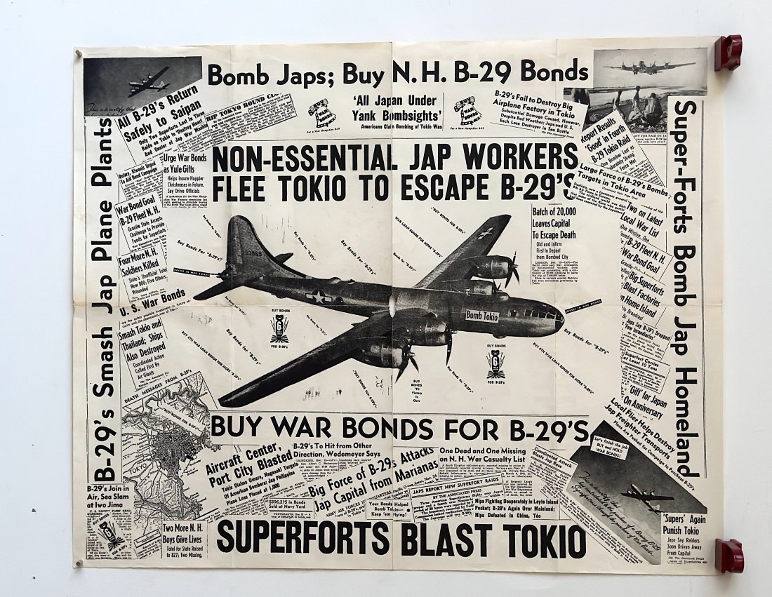 Vintage WWII NH Bonds Bomb Japs B-29 Superforts Bomb Tokyo Propaganda Poster (1 of 1)