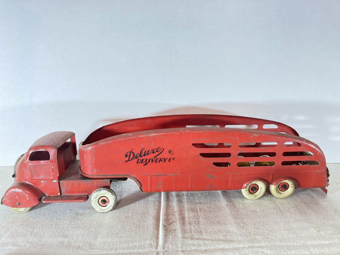 Vintage Louis Marx Devluxe Delivery Tractor Trailer Truck Toy (1 of 13)
