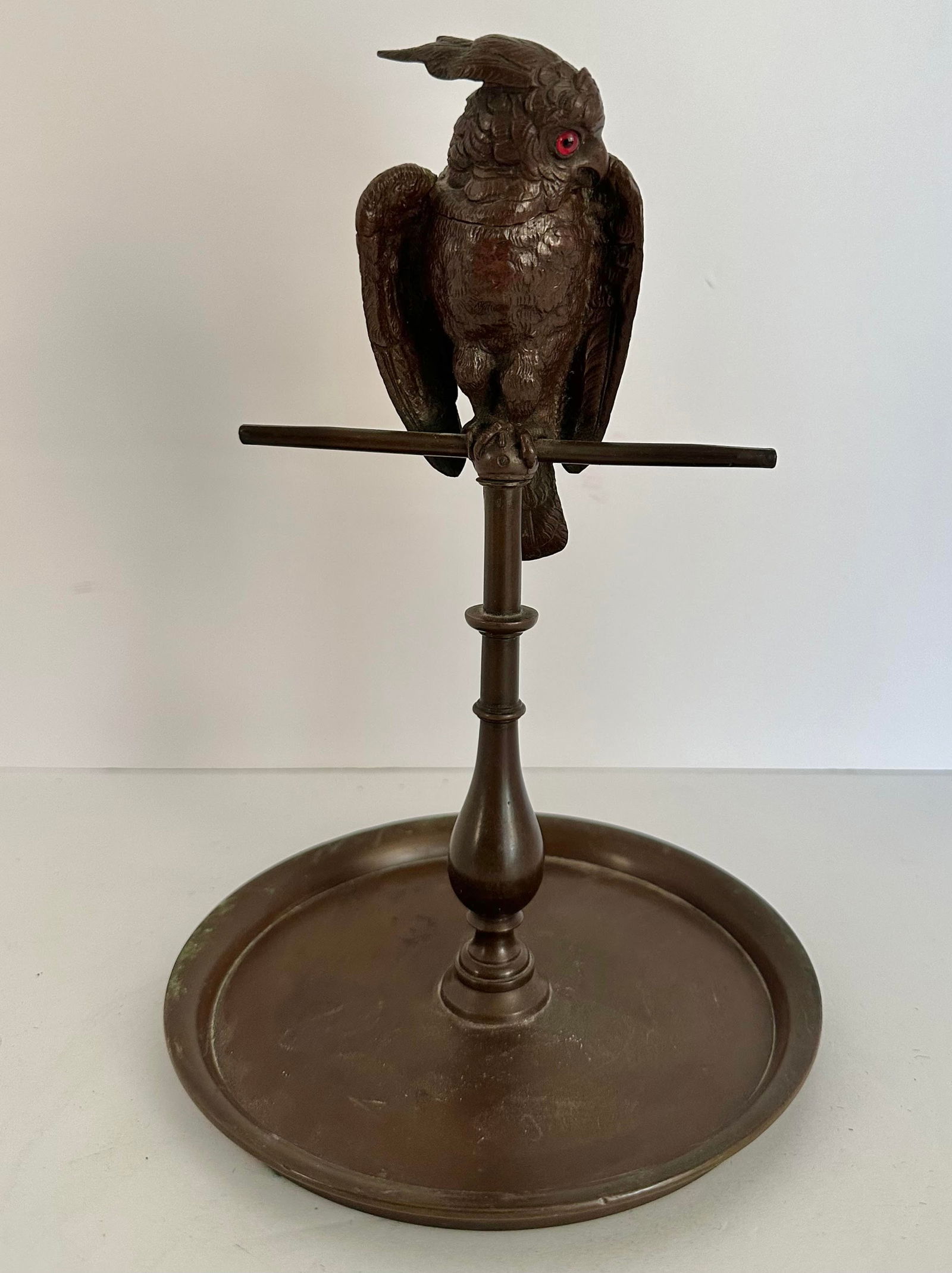 Antique Bronze Cockatiel Bird Match Holder Sculpture (1 of 8)