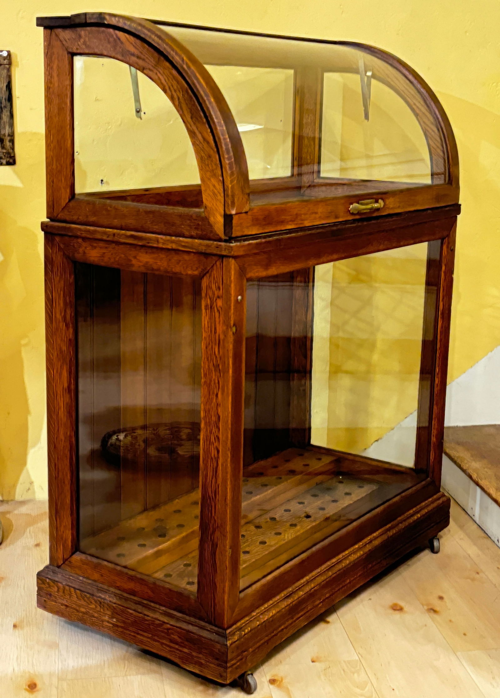 Antique Oscar Onken Co. Curved Glass Walking Stick Cane Cabinet (1 of 8)