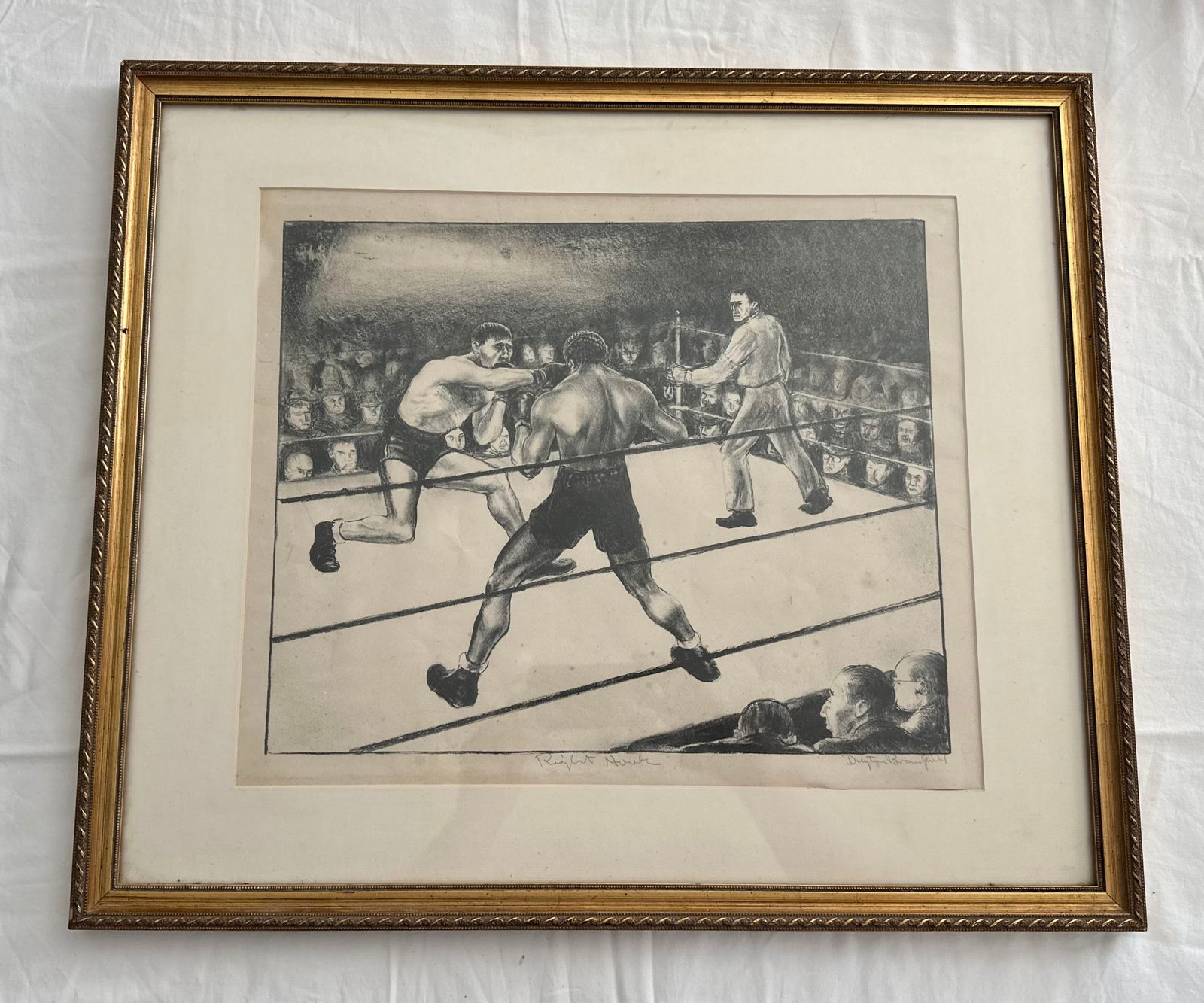 Vintage WPA Dayton Brandfield " Right Hook " Signed Boxing Lithograph (1 of 6)