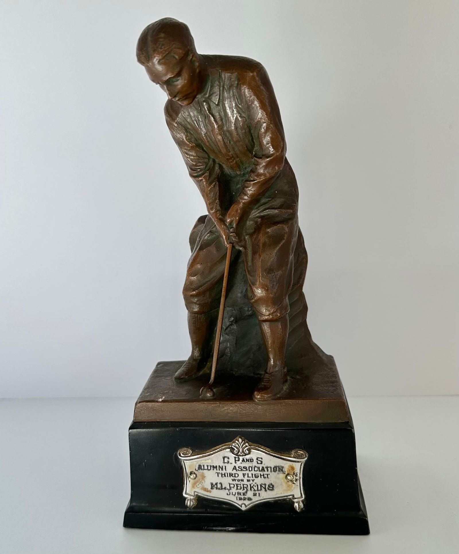 Antique 1928 Weidlich Brothers Bronze CP&S Alumni Golfer Golf Trophy (1 of 7)