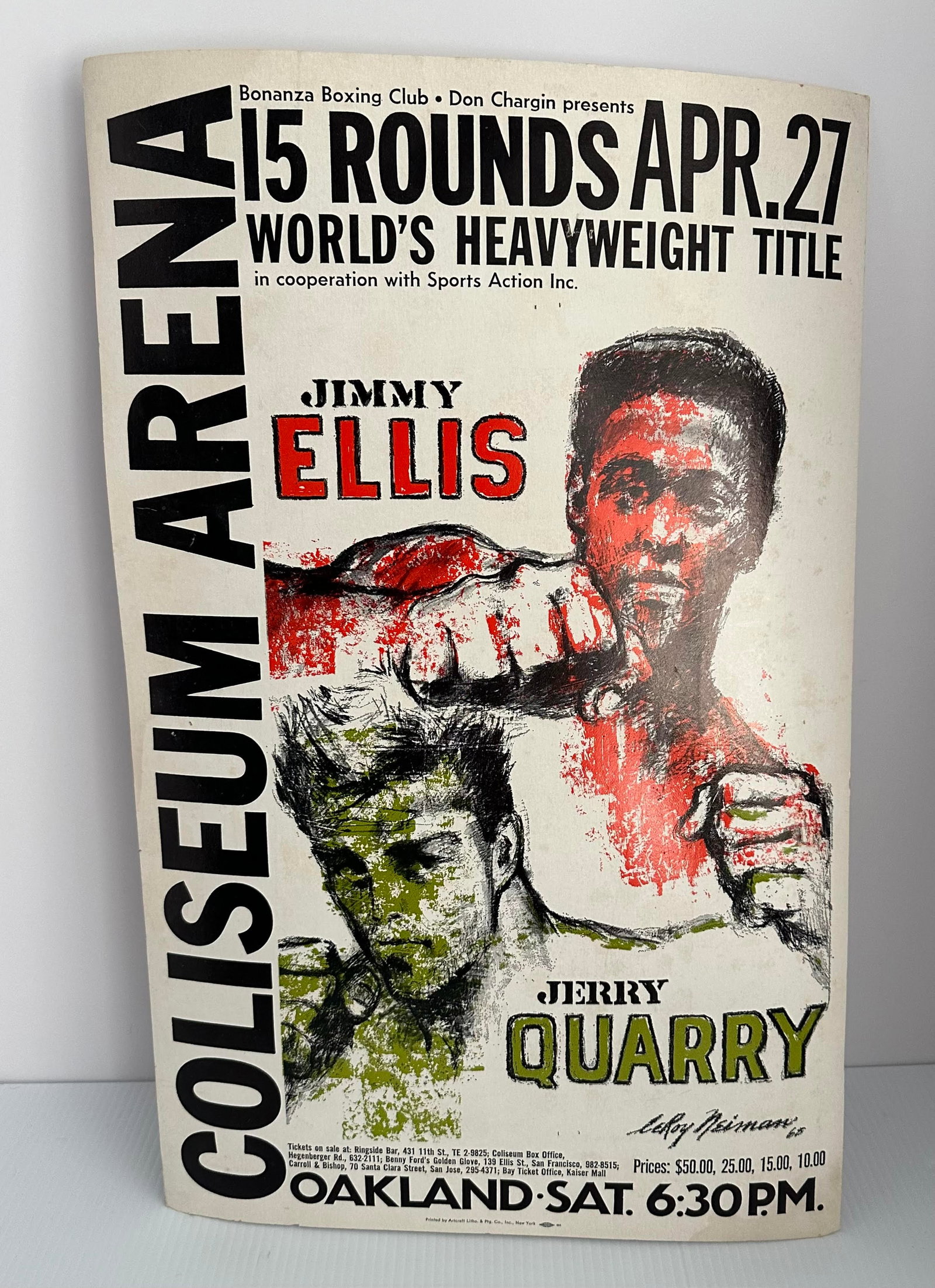 Vintage 1968 Jimmy Ellis vs Jerry Quarry Original Boxing Poster (1 of 5)