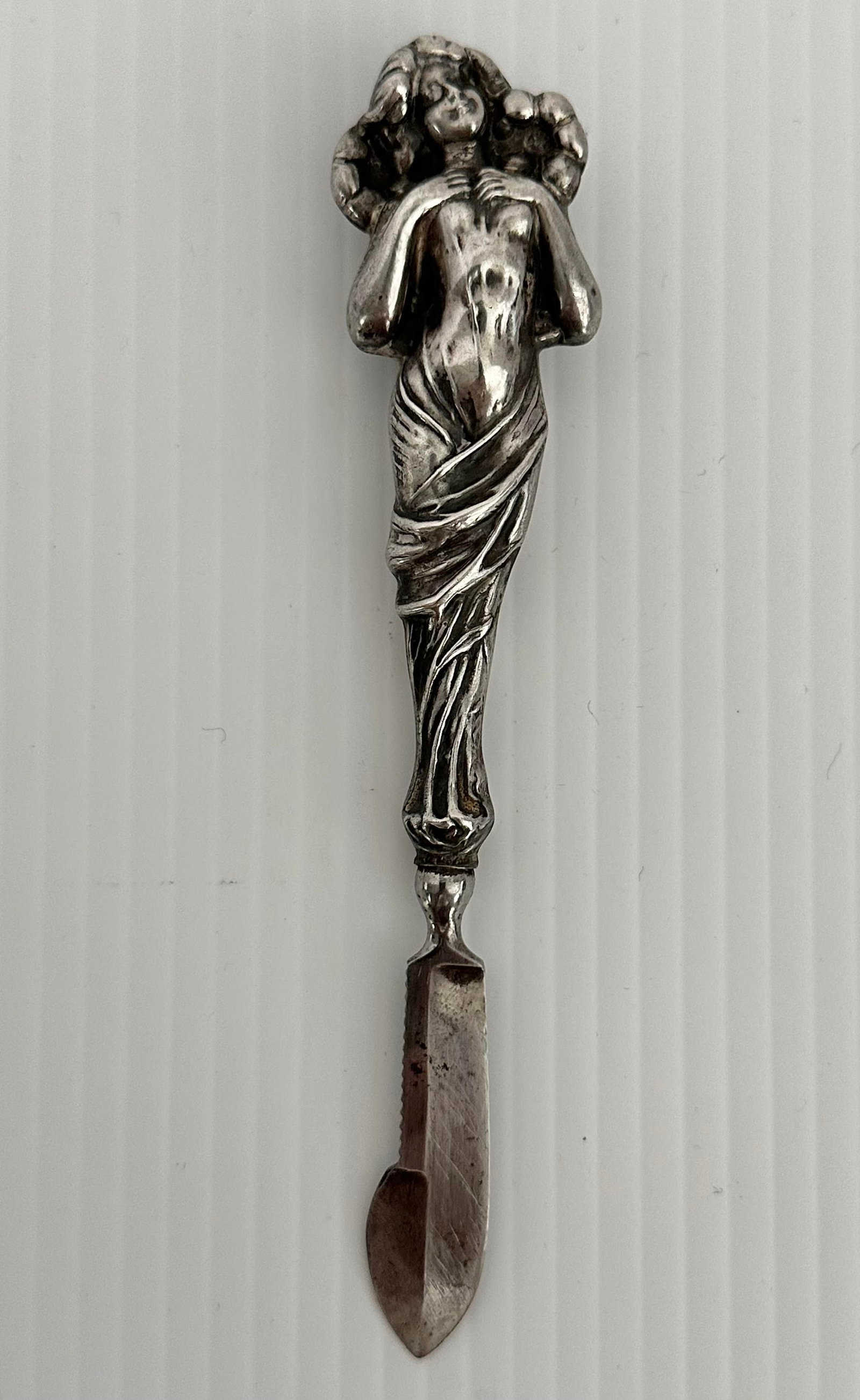 Antique Victorian Art Nouveau Sterling Silver Woman Ink Scraper (1 of 6)