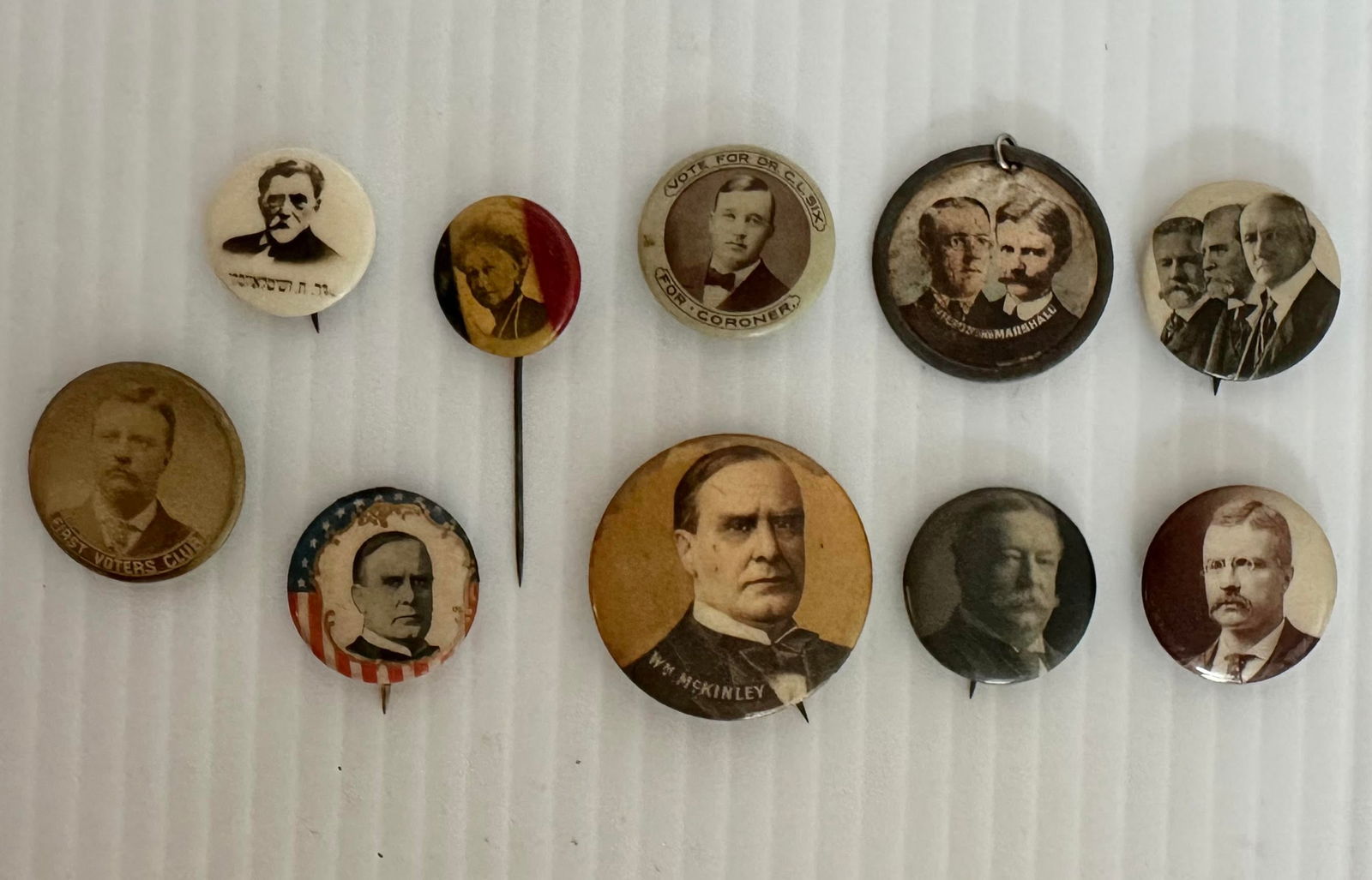 Lot of 10 Late 19th Early 20th Century Political Buttons Roosevelt Taft McKinley (1 of 5)