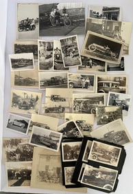 Large Lot of Antique Vintage Automobile & Motorcycle Photos