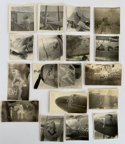 Lot of 18 Vintage WWII Airplane Nose Art Snapshot Photos