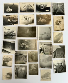 Lot of 25 Vintage WWII Airplane Nose Art Photos