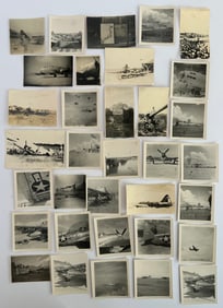 Lot of 34 WWII Airfield Airplane Photos P-47 B-24 Betty