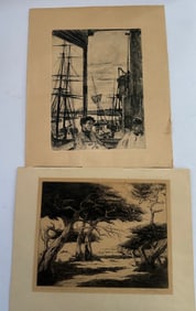 2 Antique Etchings James Whistler Edward DeWitt Taylor
