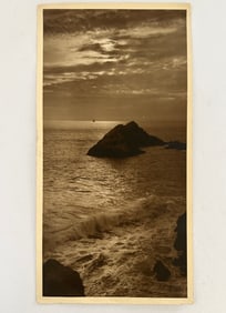 Antique Willard Worden California Coastal Sunset Photograph