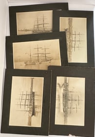 5 Large Antique Sailing Barque Ships Cabinet Photos