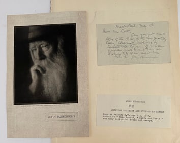 American Essayist John Burroughs Letter with Signature