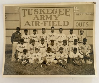 RARE WWII Tuskegee Airmen Airfield Baseball Team USAAF Photo