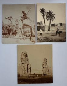 3 Antique Signed Prouho Algerian Landscape Culture Photographs