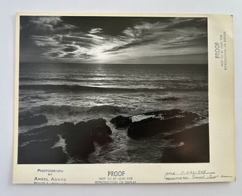 Original Ansel Adams Photo Proof Point Arena California Sunset