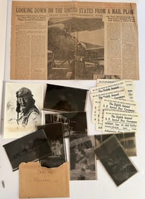Lot of Aviator Lillian Gatlin Airplane Photo Negatives and Ephemera