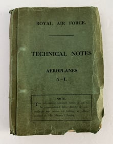Antique WW1 R.A.F. Technical Notes Aeroplanes A-L Airplane Manual