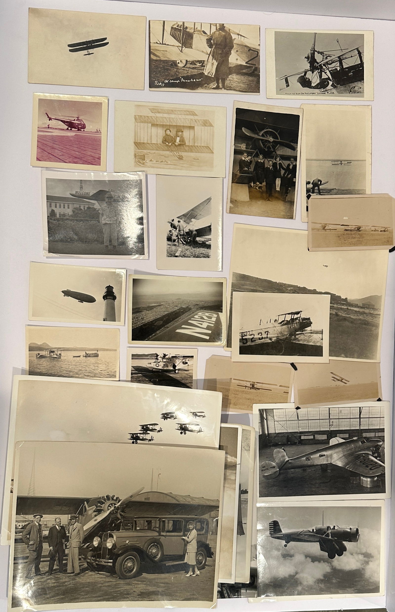 Large Group of Antique Aviation Airplane Photos Inc. Earhardt Plane: Large Group of Antique Aviation Airplane Photos Inc. Earhardt Plane...Many photos and RPPC photo postcards of airplanes from WW1 to WW2...A nice 5 x 7 of Amelia Earhardts Electra, WW1 aces in cockpits