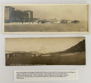 2 Antique Early Aviation Airplane Panorama RPPC Photo Postcards