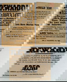 3 19th Century Paper Flyers including 2 Wells Fargo Wanted Posters