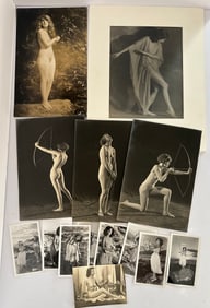 Group of 14 Antique Risque Lady Photos Arundel Nicholls and Others