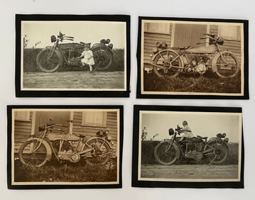 4 Very Nice Profile Antique 5x7 Pope Motorcycle Photographs
