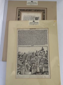 2 Antique 15th and 18th Century Engravings Pisa and Palladian Column