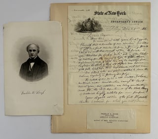 Antique American Historian Franklin B Hough Signed Letter & Photo