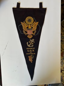 Vintage WW2 US Navy Pennant “ Souvenir of U.S.N. In Australia