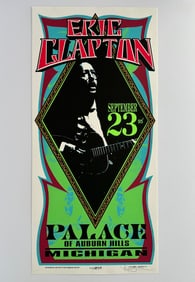 Vintage Eric Clapton Palace Michigan Signed Mark Arminski Concert Poster