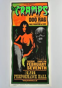 Vintage The Cramps Nashville Signed Mark Arminski Concert Poster