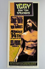 Vintage Iggy and the Stooges DTE Energy Theater Signed Arminski Poster