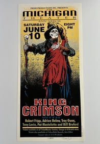 Vintage King Crimson Michigan Theater Signed Arminski Concert Poster