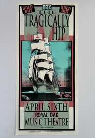 Vintage Tragically Hip Royal Oak Signed Mark Arminski Concert Poster