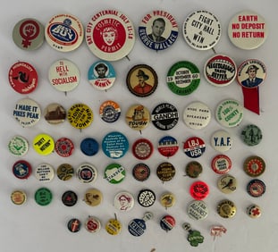 Lot of Antique Vintage Varied Buttons Pinbacks Political Causes