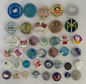 Lot of Vintage 1970s and 1980s Anti War Peace Buttons Pinbacks