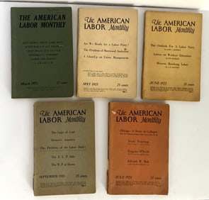 Lot of 5 Antique 1923 Issues of The American Labor Monthly Books