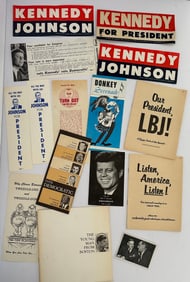 Lot of Vintage 1960s JFK Kennedy Johnson Campaign Ephemera