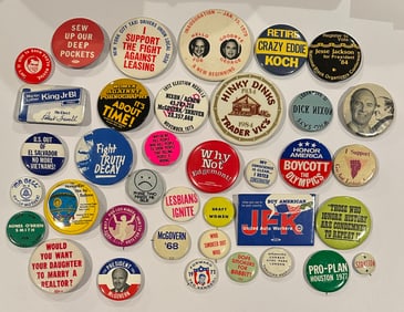 Lot of Vintage 1960s 1970s Political Causes Slogans Buttons